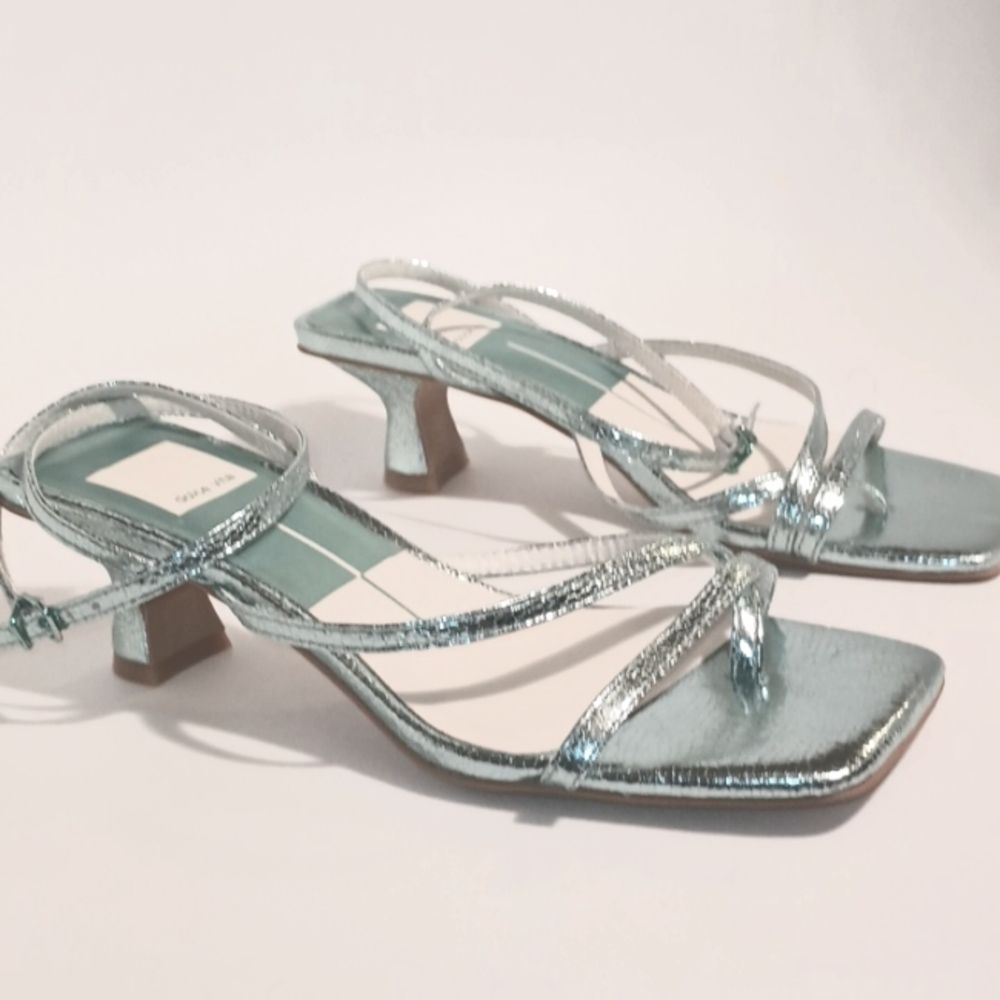 DOLCE VITA BAYLOR METALLIC BLUE TRAPPY SANDALS - Picture 8 of 10
